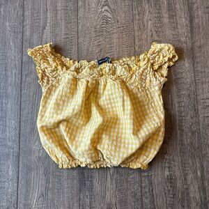 Brandy Melville Yellow Checkered Blouse